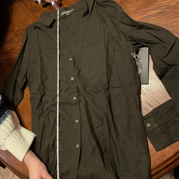 Lightweight dark olive green button down blouse - Picture 3 of 6